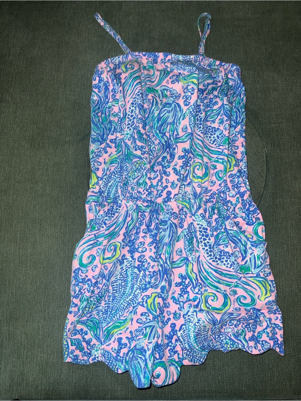 Lilly Pulitzer Girls Mini Jace Romper in We Mermaid It print